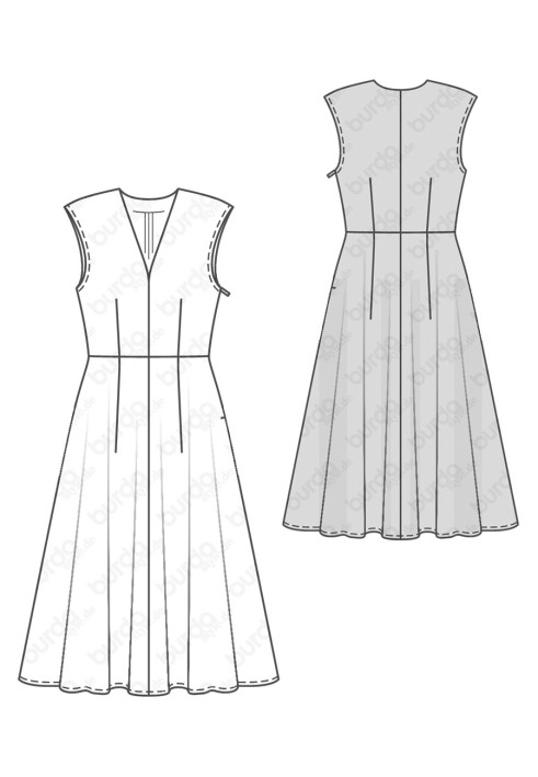 Pattern A cut-off dress with a lowered shoulder line (Burda 1/2017, pattern number 6497 A)