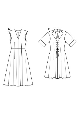 Выкройка Платье отрезное с приспущенной линией плеч (Burda 1/2017, № выкройки 6497 A)