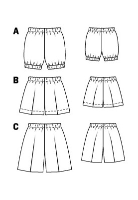 Pattern Poplin shorts with arrow pleats (Burda 7/2012, pattern number 144 B)