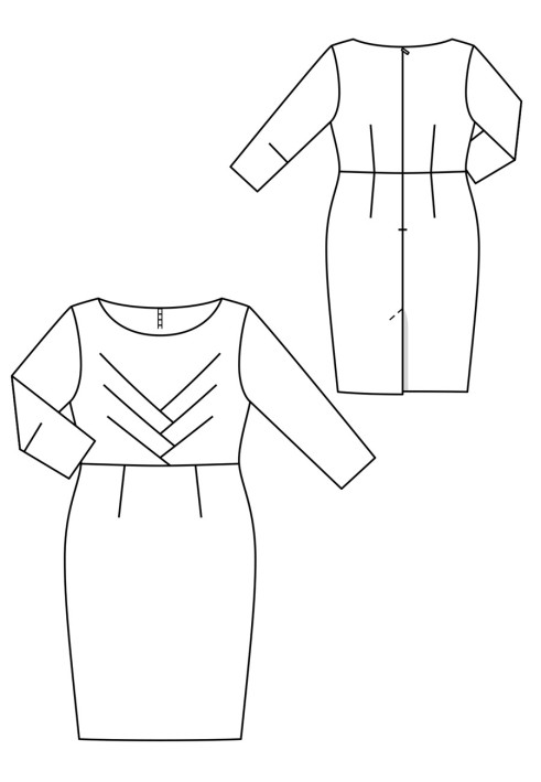 Pattern Sheath dress with original frills on the bodice (Burda 8/2018, pattern number 125)