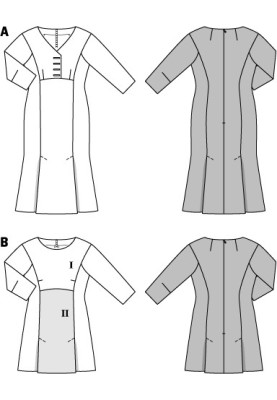 Выкройка Платье приталенного силуэта длины меди (Burda 2/2014, № выкройки 6863 A)