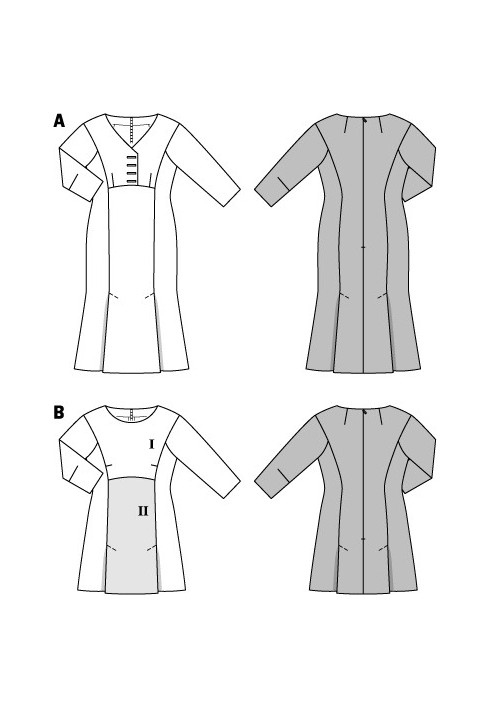Выкройка Платье приталенного силуэта длины меди (Burda 2/2014, № выкройки 6863 A)