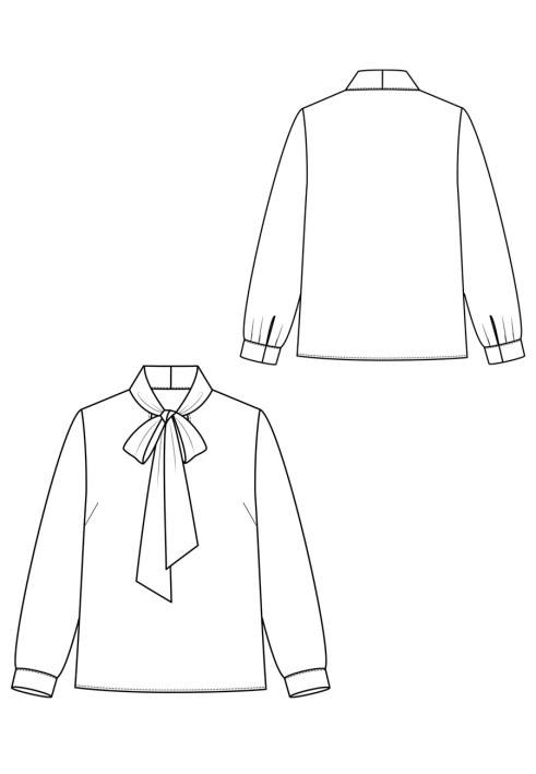 Pattern Satin blouse with bow collar (I love to sew 4/2019, pattern number 107)