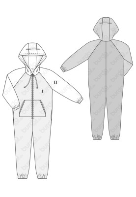 Выкройка Комбинезон трикотажный с карманом-кенгуру (Burda 2/2018, № выкройки 6397 B)