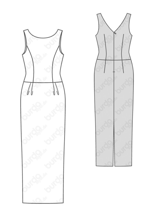 Pattern Maxi dress with back neckline (Burda 2/2016, pattern no. 6585 B)