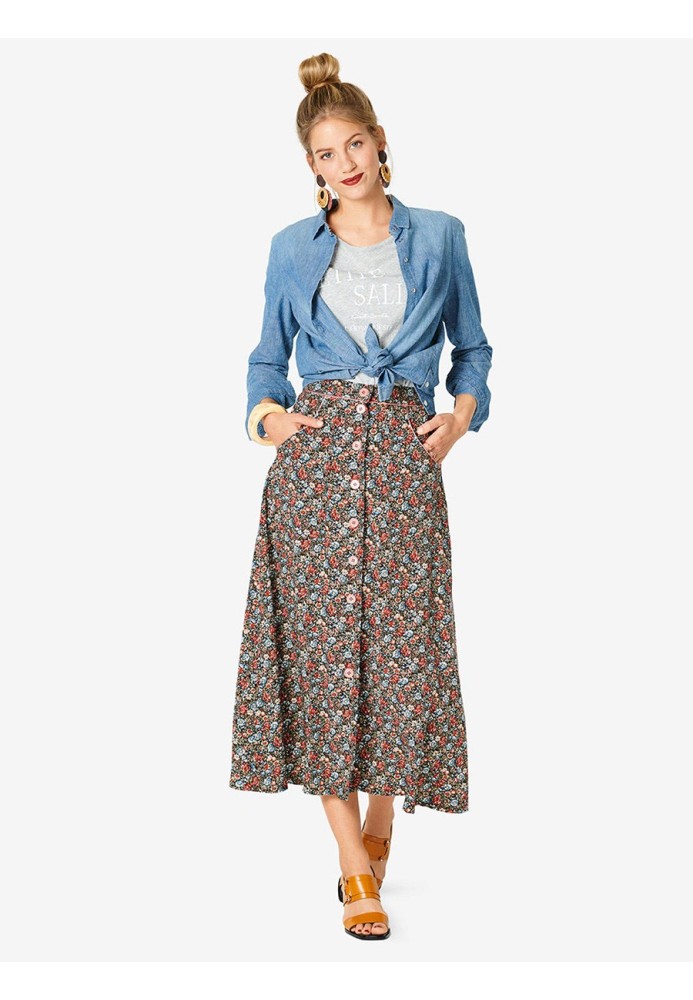 Pattern Midi skirt with button fastening (Burda 2/2019, pattern no. 6252 B)