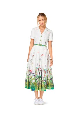 Pattern Midi-length shirt dress with pleated skirt (Burda 1/2017, pattern no. 6520 B)