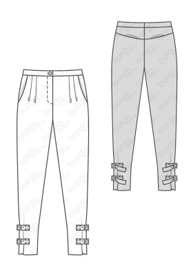 Pattern Pants with whips at the bottom of the legs (Burda 2/2017, pattern number 6472 A)