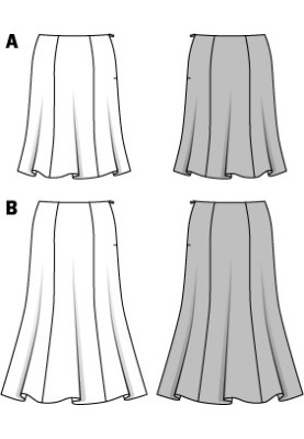 Выкройка Юбка следует длине меди без пояса (Burda 1/2014, № выкройки 6903 B)