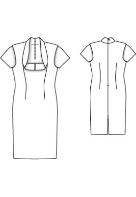 Pattern Sheath dress with wavy collar (Burda 7/2012, pattern number 139)