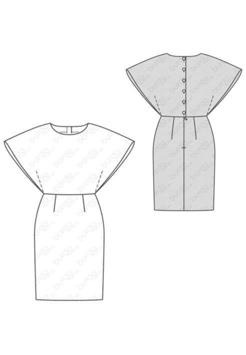 Pattern Dress with fastening on the back (Burda 1/2018, pattern number 6439 A)