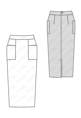 Pattern Midi-length pencil skirt with patch pockets (Burda 2/2017, pattern no. 6469 A)