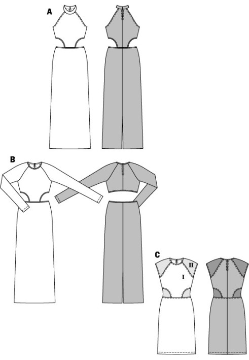 Викрійка Сукня коротка з прозорими вставками (Burda 2/2014, № викрійки 6858 C)