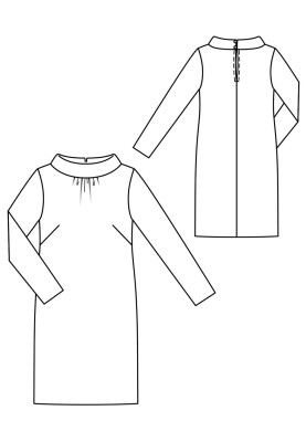 Pattern Dress with a wide stand-up collar (Burda 1/2020, pattern number 108)