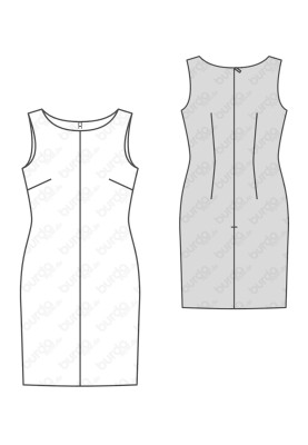 Pattern Sleeveless Sheath Dress (Burda 2/2016, Pattern No. 6609 A)