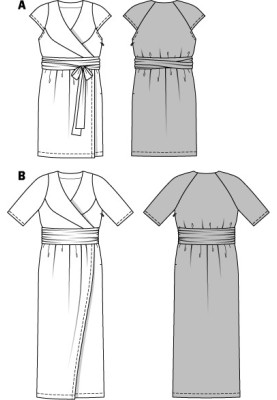 Викрійка Сукня літня трикотажна з запахом (Burda 1/2014, № викрійки 6946 A)