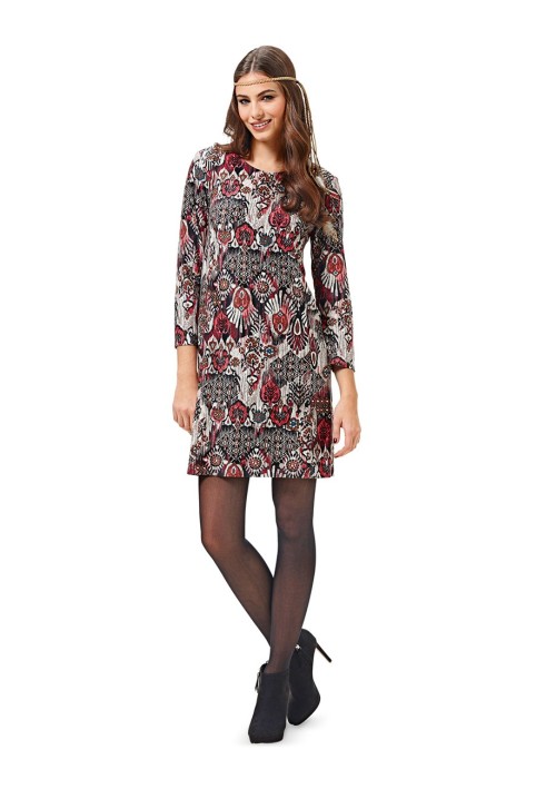 Pattern Mini dress with 7/8 sleeves (Burda 2/2016, pattern number 6593 A)