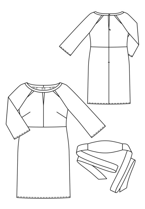 Pattern Cutaway dress with an obi belt (Burda 5/2018, pattern number 125)