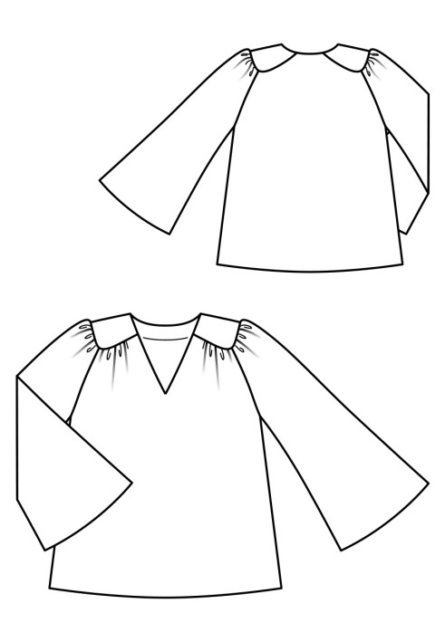 Pattern Blouse with a flared cut with wide sleeves (Burda 9/2020, pattern number 101)