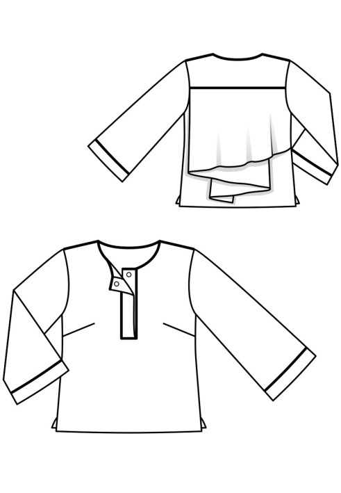 Pattern Blouse of a straight cut with a frill on the back (Burda 2/2018, pattern number 111)