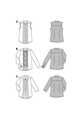 Выкройка Блуза-рубашка с защипами и отложным воротником (Burda 2/2016, № выкройки 6578 C)