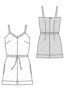 Pattern Short jumpsuit with thin straps (Burda 1/2018, pattern number 6408 B)