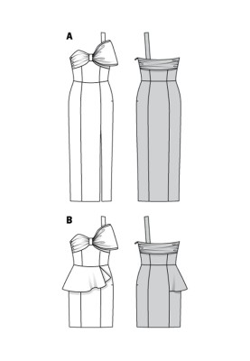 Pattern Corsage cocktail dress (Burda 2/2018, pattern number 6388 B)