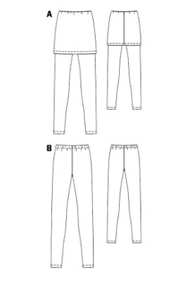 Выкройка Леггинсы с вшитой мини-юбкой (Burda 1/2011, № выкройки 130 A)