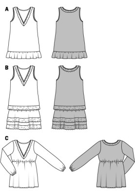 Pattern Dress of a free cut without sleeves (Burda 1/2014, pattern number 6922 B)