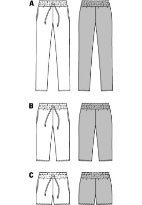 Drawstring sport style breeches pattern (Burda 1/2014, pattern no. 6938 B)