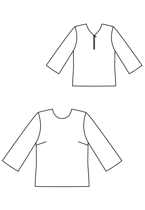 Pattern Blouse of a straight cut with a cutout on the back (Burda 3/2019, pattern number 106 A)