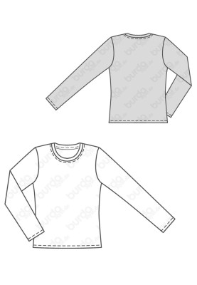 Pattern Simple cut pullover with long sleeves (Burda 2/2016, pattern number 6602 A)