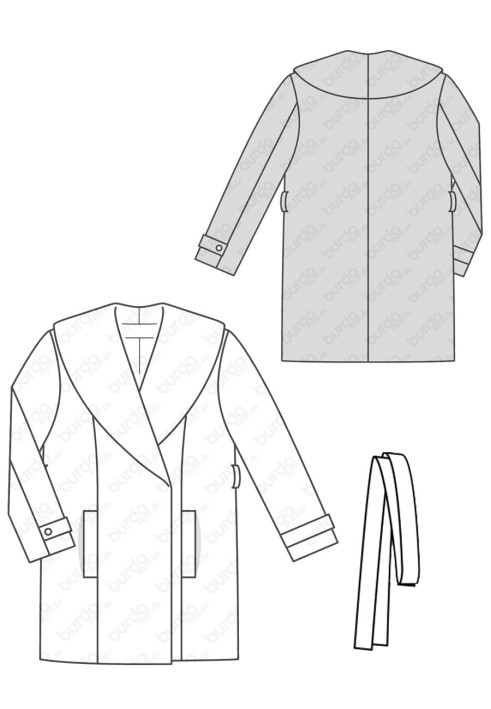 Pattern Half coat of straight cut with a wide shawl collar (Burda 2/2018, pattern number 6394 B)