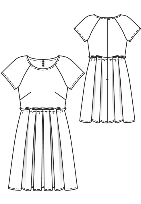 Pattern Dress with raglan sleeves and pleated skirt (Burda 6/2017, pattern number 114)