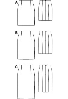 Pattern Narrow cut skirt with high waist (Burda 2/2011, pattern number 107 C)