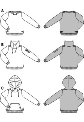 Выкройка Пуловер прямого силуэта с высоким воротником (Burda 2/2015, № выкройки 9407 B)