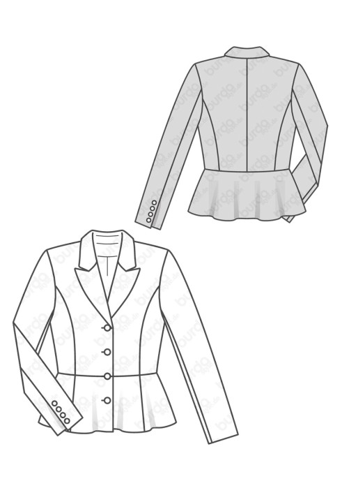 Pattern Jacket of a fitted silhouette with a peplum (Burda 2/2016, pattern number 6570 B)