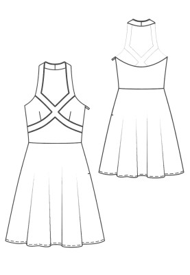 Pattern Dress in the style of the 50s with open shoulders (Burda 7/2012, pattern number 133)