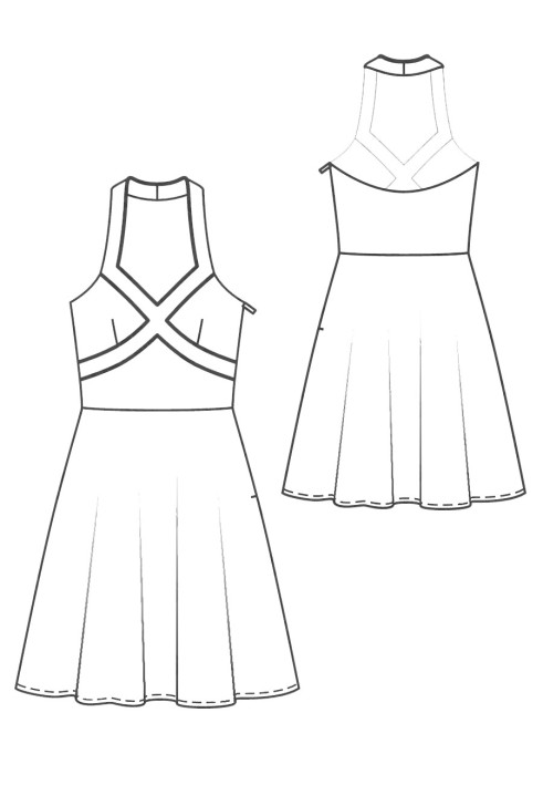 Pattern Dress in the style of the 50s with open shoulders (Burda 7/2012, pattern number 133)