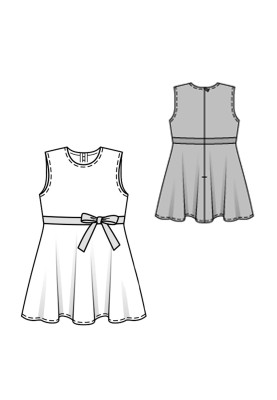 Pattern Sleeveless dress with sewn-in belt with bow (Burda 2/2016, pattern no. 9379 A)