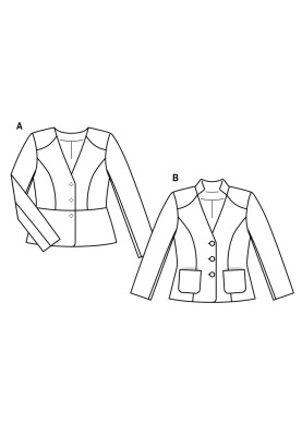 Pattern Jacket without a collar with a cut-off basque (Burda 2/2017, pattern number 6464 A)