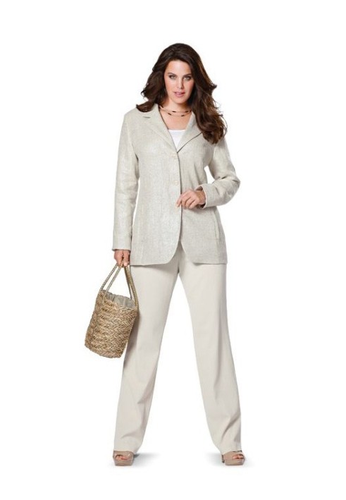 Pattern Straight-cut linen trousers with a patterned belt (Burda 1/2014, pattern number 6952 A)