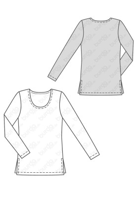 Pattern Pullover with long sleeves and round neckline (Burda 2/2016, pattern number 6611 B)