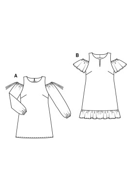 Pattern Dress with long sleeves and open shoulders (Burda 1/2018, pattern number 6402 A)