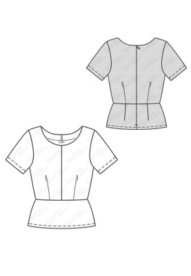 Pattern Blouse with basque and short sleeves (Burda 1/2017, pattern number 6516 B)