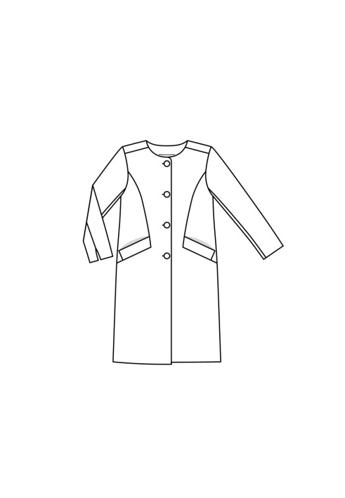 Pattern Bouclé coat straight cut with a round neck (Burda 1/2020, pattern no. 6248 A)