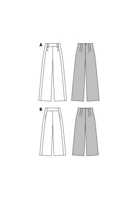 Pattern Wide-cut pants with a high fit (Burda 2/2016, pattern number 6573 A)