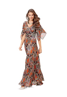 Pattern Silk chiffon maxi dress (Burda 2/2016, pattern no. 6583 A)