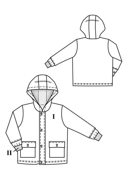 Выкройка Куртка с капюшоном и двойной застежкой (Burda 3/2020, № выкройки 130)