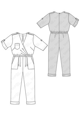 Pattern Overalls with a smell on the bodice (Burda 1/2018, pattern number 6444 A)